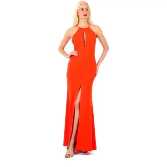 NWOT Jay x Jay Godfrey Front Slit Evening Cocktail Mermaid Gown Orange Women's 6 - Picture 1 of 4